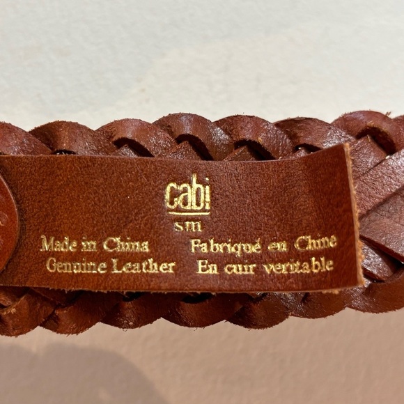 CABI Sz S-M Belt Leather Braided 40 x 1.5” Length Buckle 2.5 x 2” - Picture 4 of 5